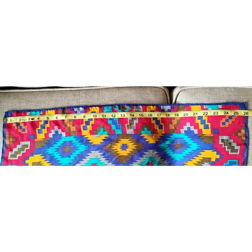 Kenzo Silk Satin Square Scarf Geometric Ikat Diamond Dopamine Festival Bold